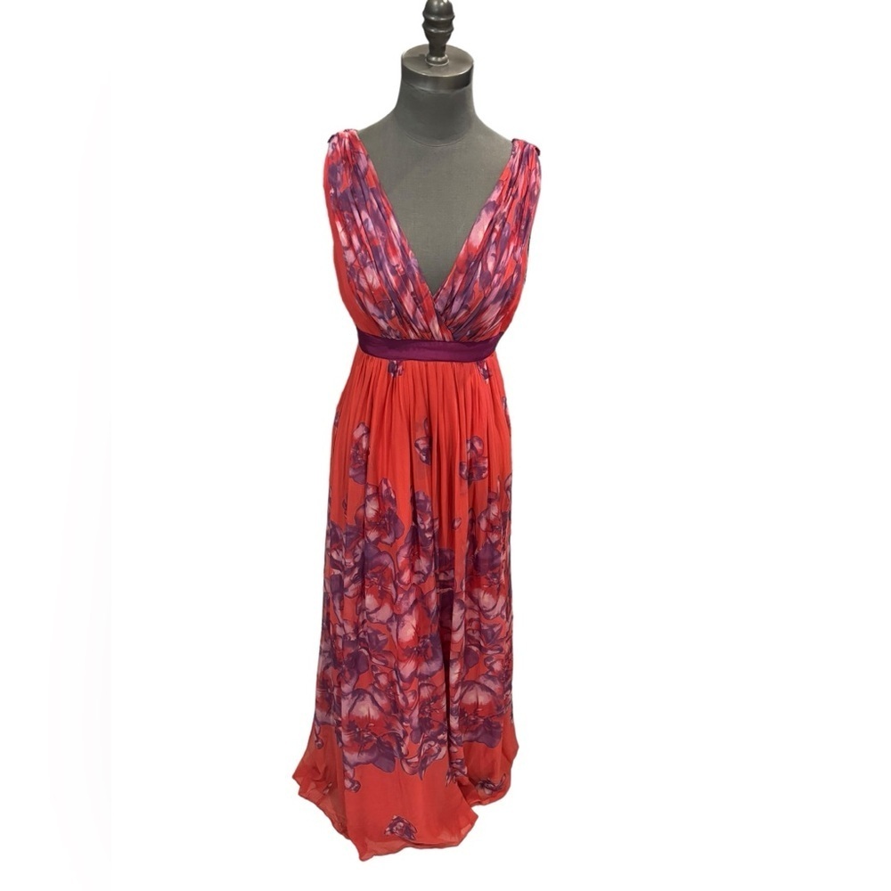 Vintage Mango Suit Rare silk plunging neck Maxi Dress 2